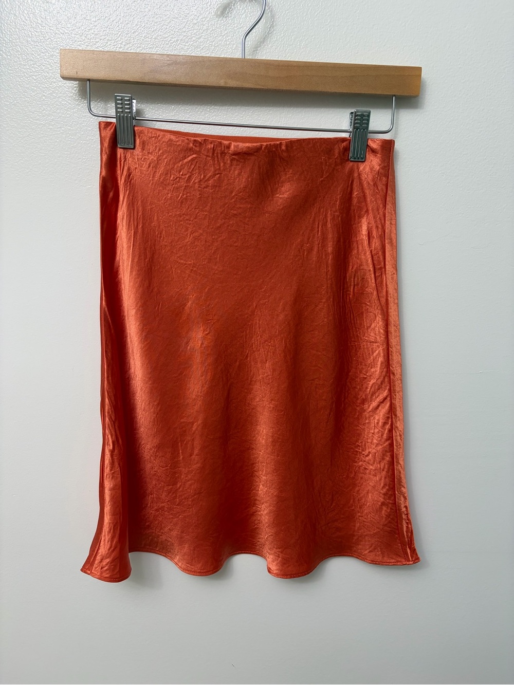 Aritzia Babaton Burnt Orange Satin Slip Mini Skirt Size 0